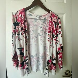 White House Black Market Floral Embellished Cardigan Sweater XL Extra Large ,